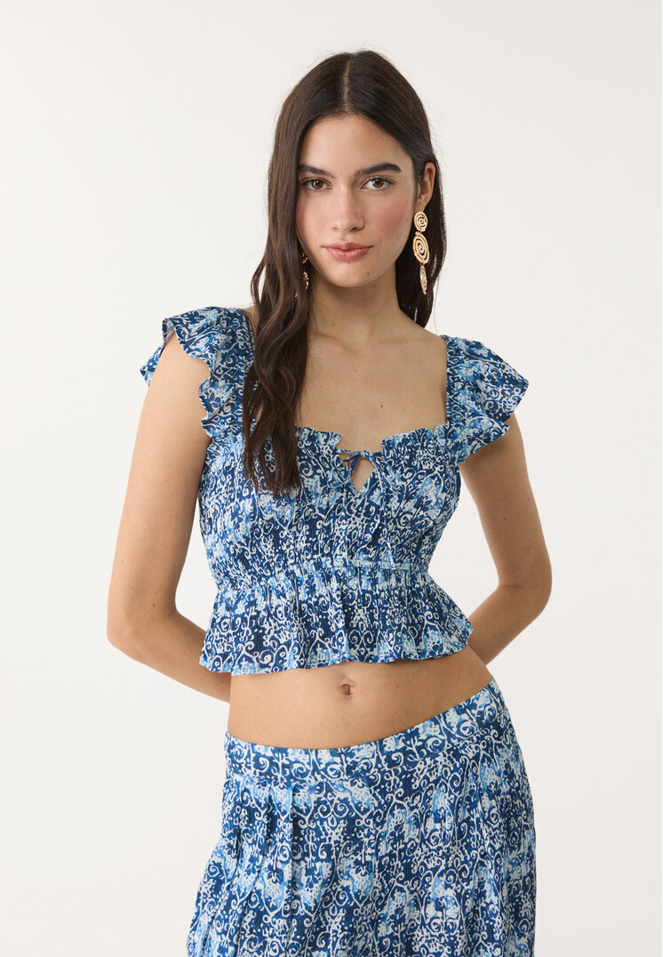 top fluido volantes estampado