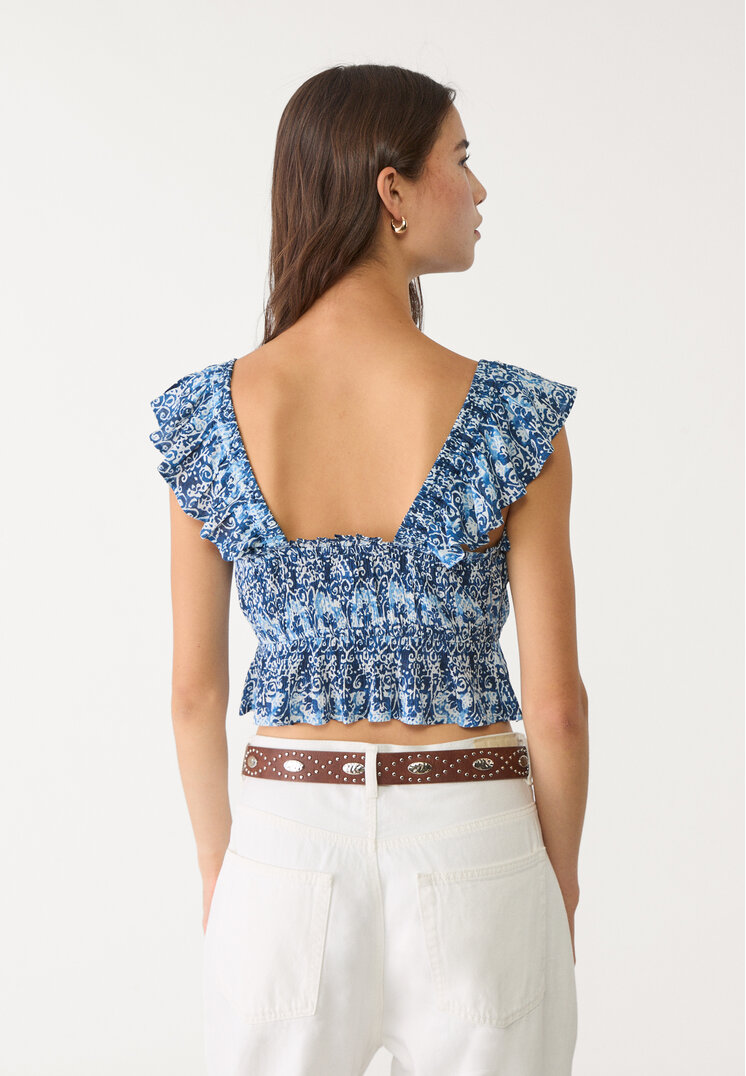 top fluido volantes estampado