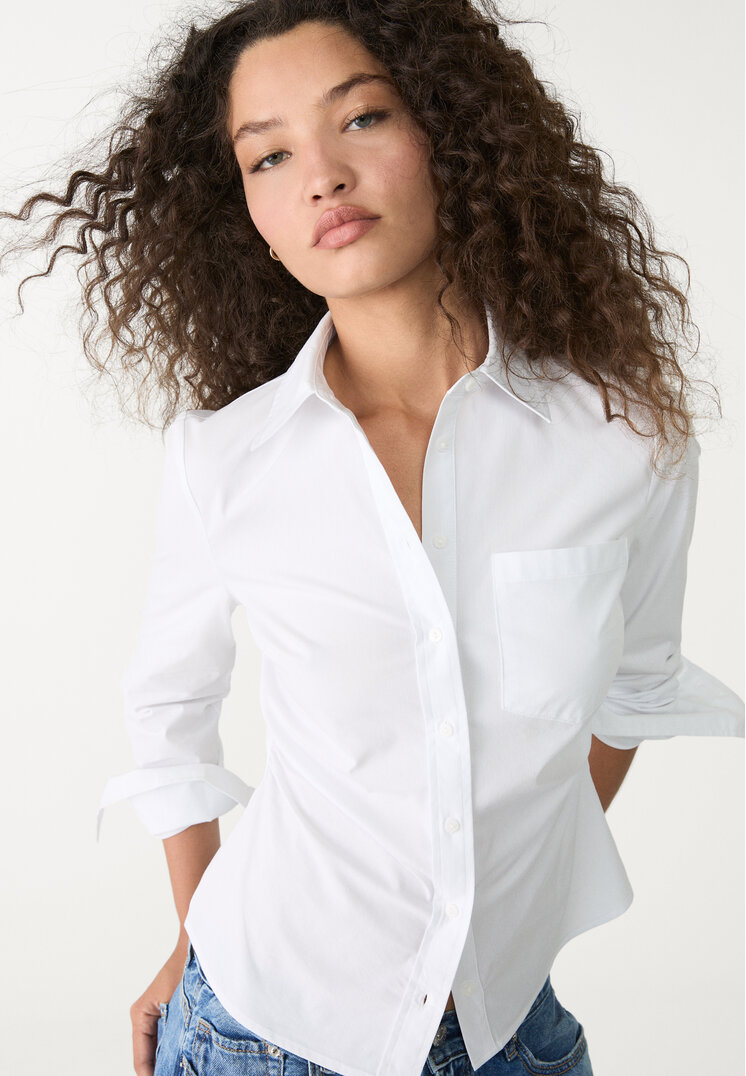 camisa fitted frunce bolsillo