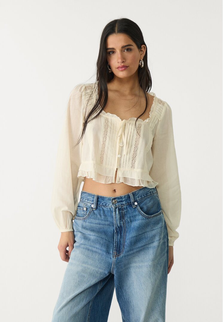 blusa encaje volantes