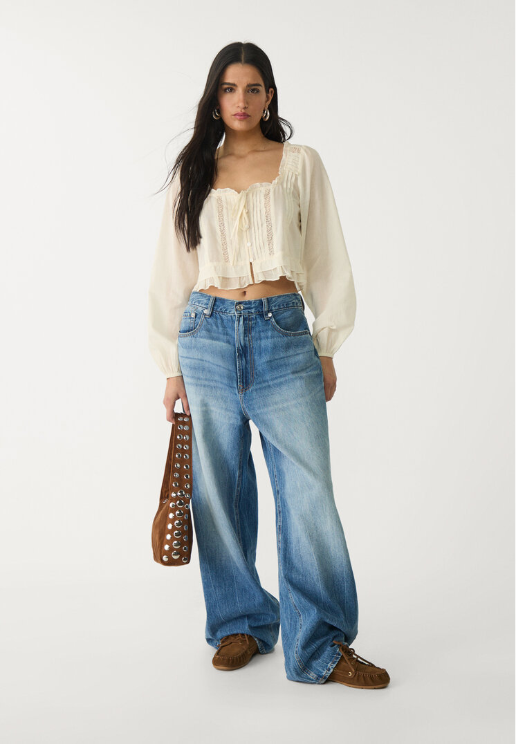 blusa encaje volantes