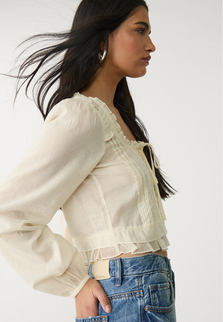 blusa encaje volantes