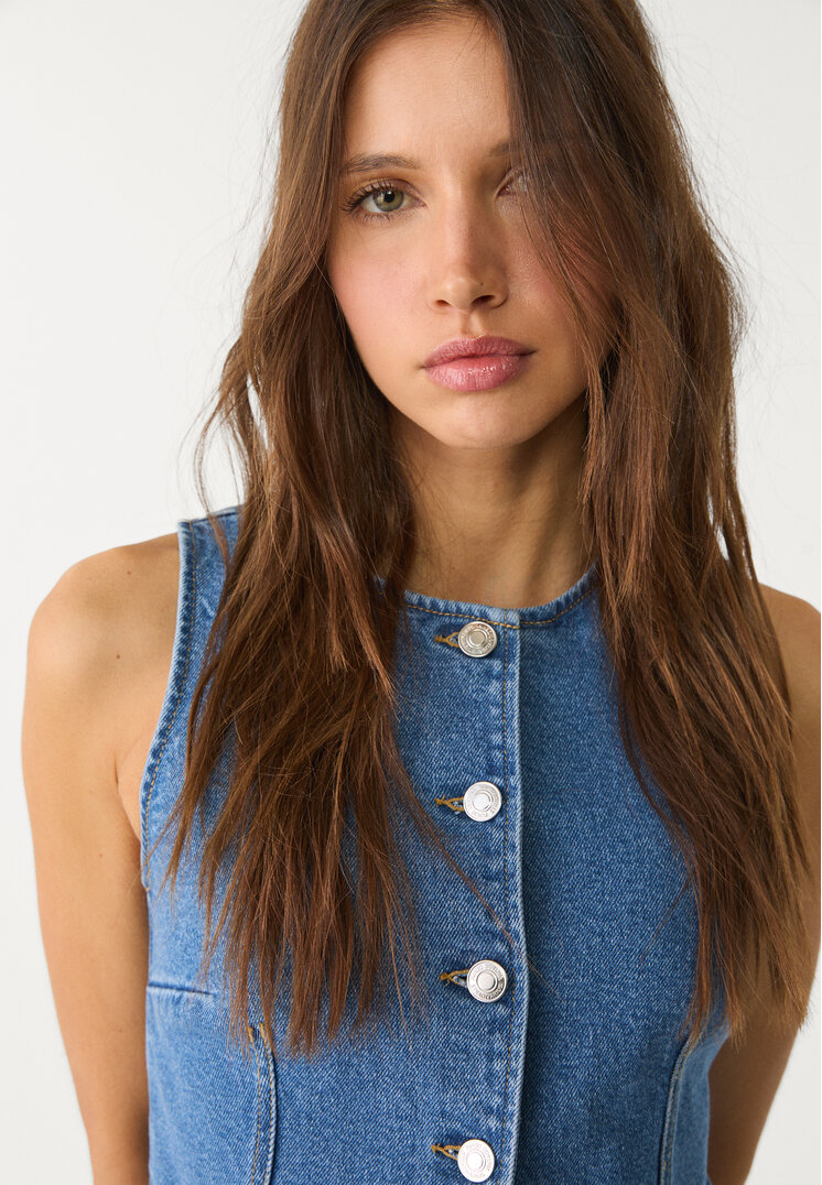 top denim botones