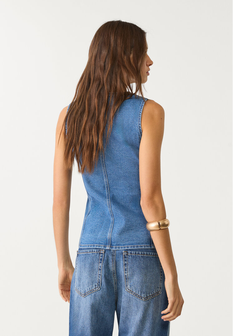 top denim botones