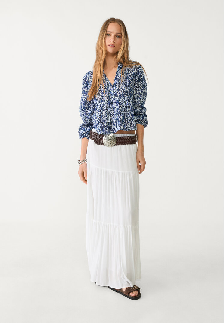 blusa fluida estampada