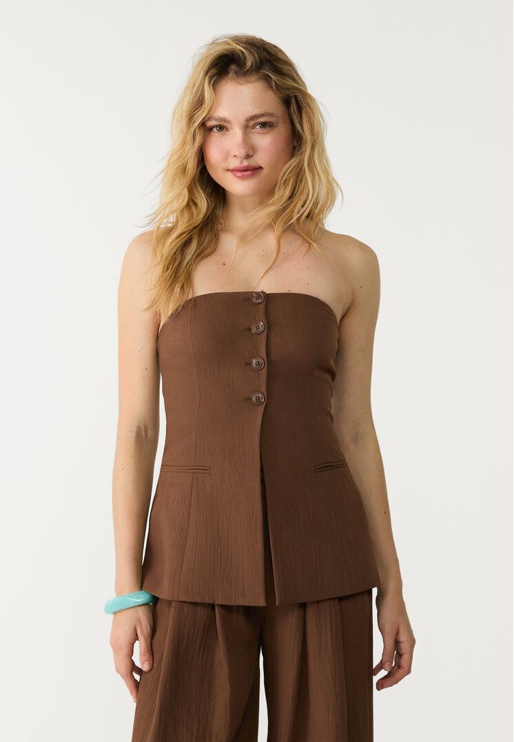 top bustier botones textura