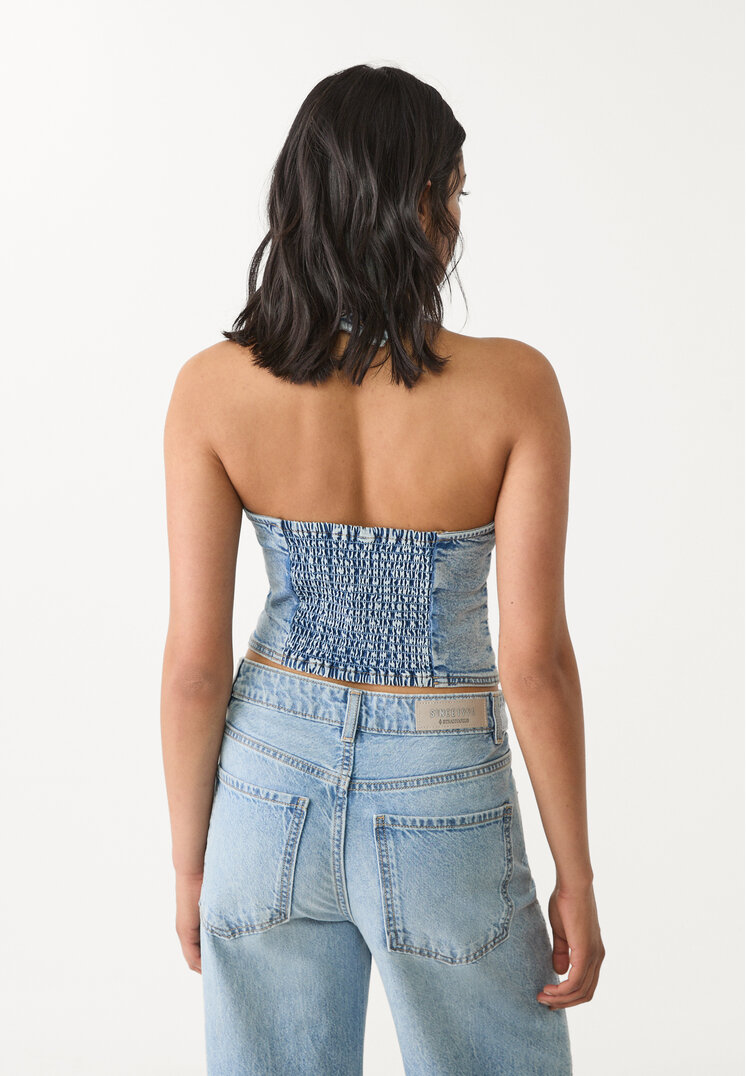 top denim halter brillos