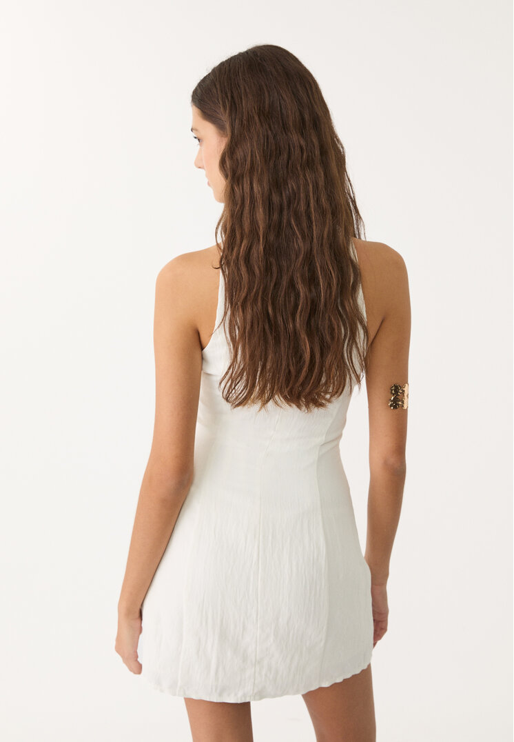 vestido corto drapeado