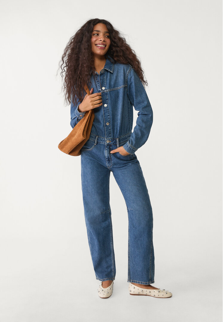 Stradivarius Salopetă Denim Lungă Denim Albastru S