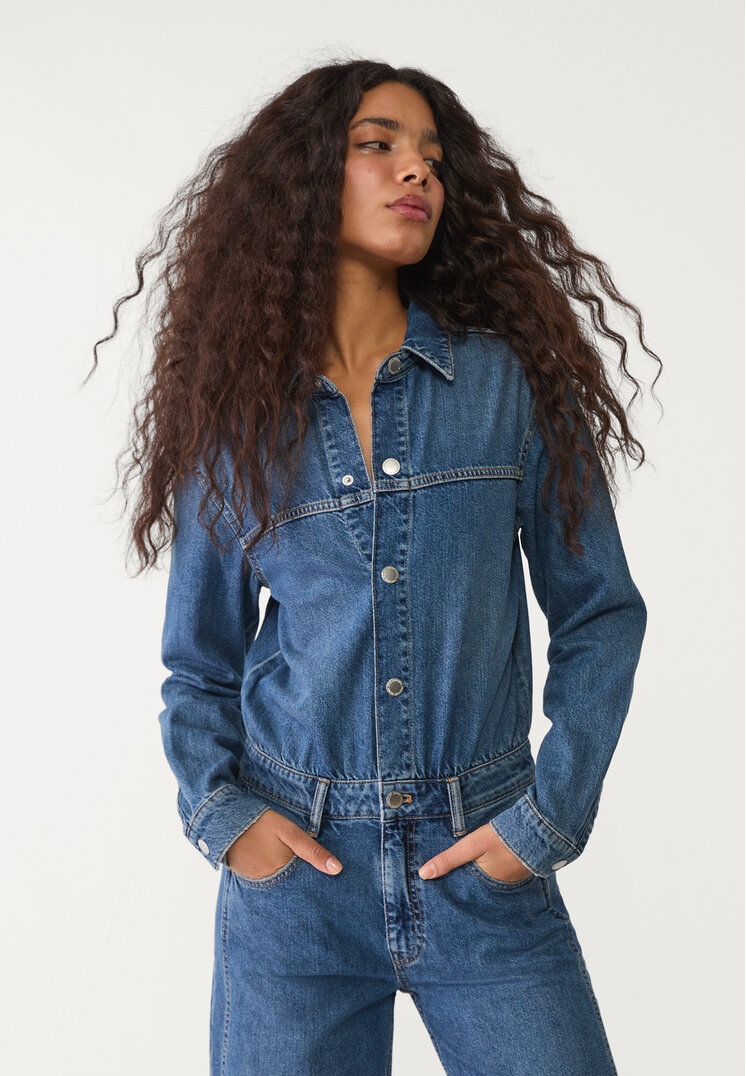 mono denim largo