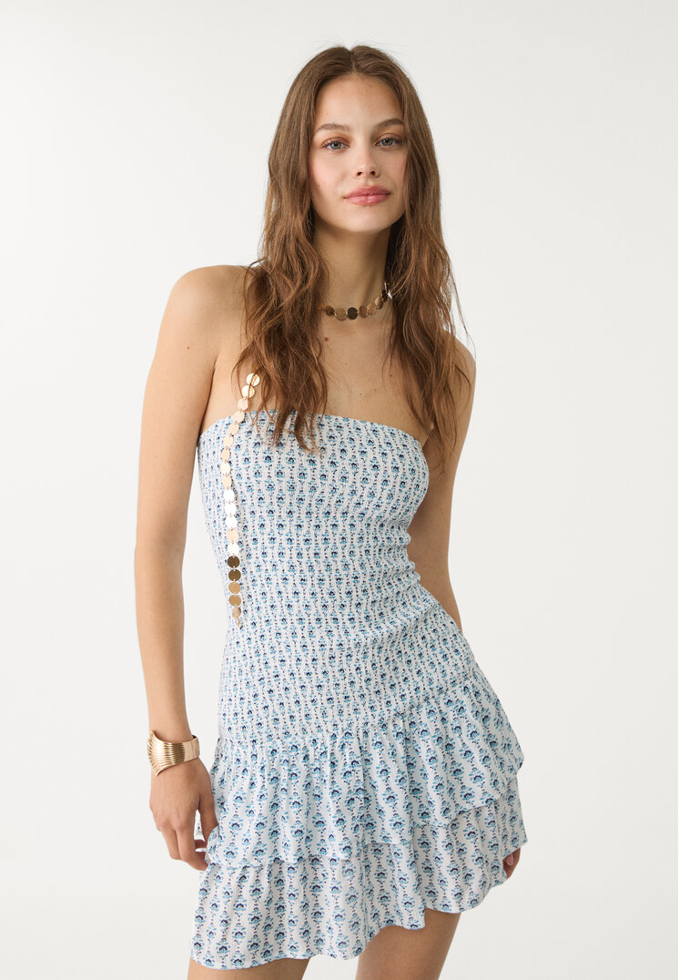 vestido estampado corto volantes