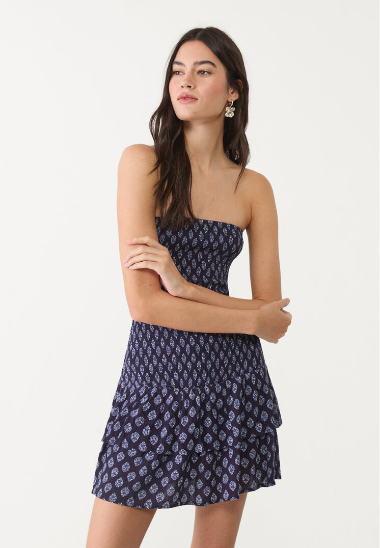 vestido estampado corto volantes