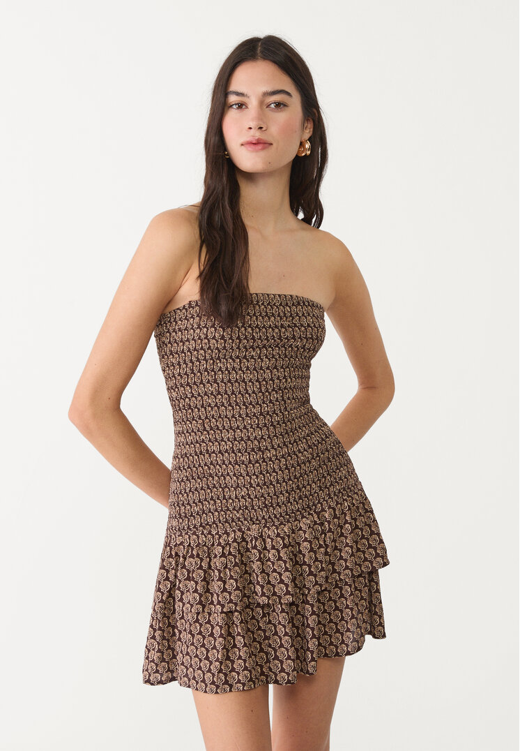 vestido estampado corto volantes