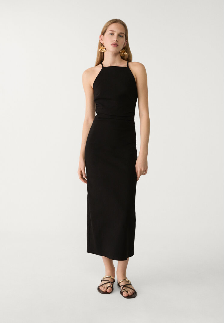 vestido halter midi