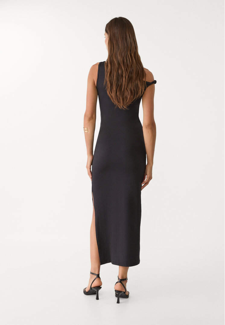 vestido midi asimetrico