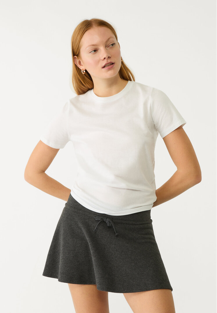 Stradivarius Tricou Simplu Cu Mânecă Scurtă Alb L