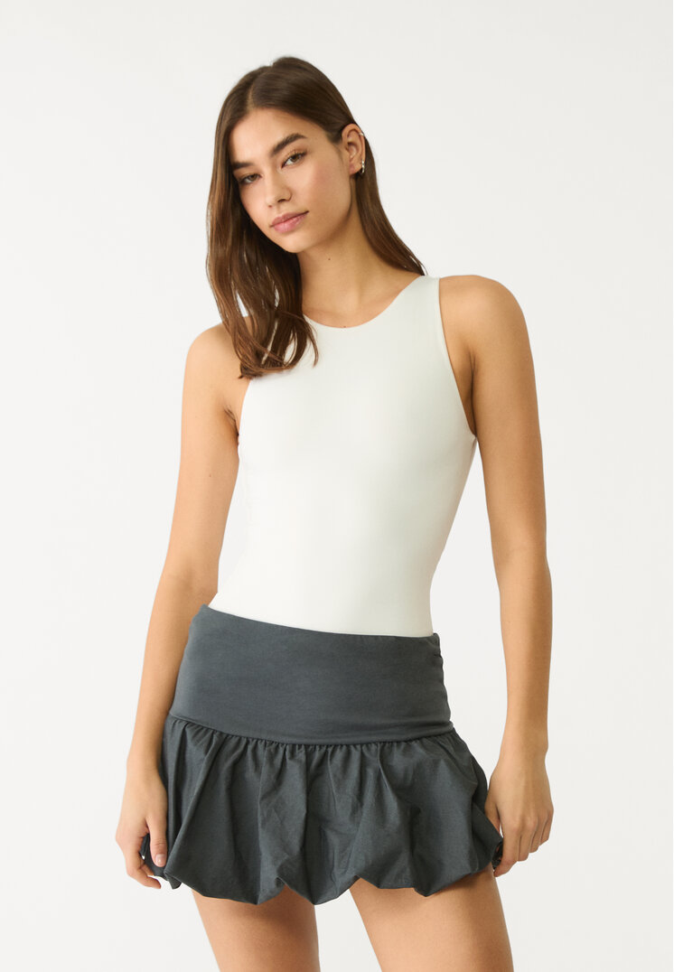Stradivarius Body Halter Din Poliamidă Ecru Xl