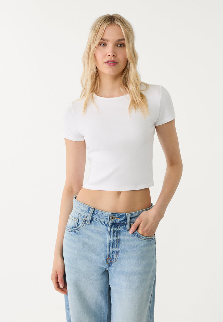 camiseta crop algodon