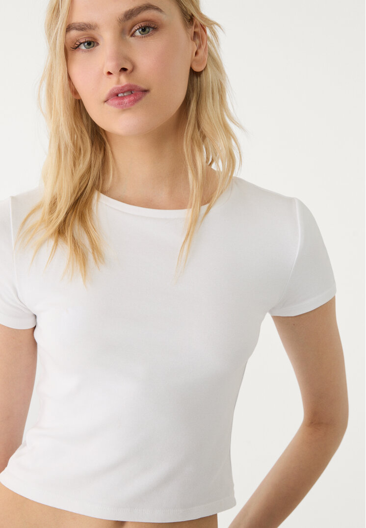 camiseta crop algodon