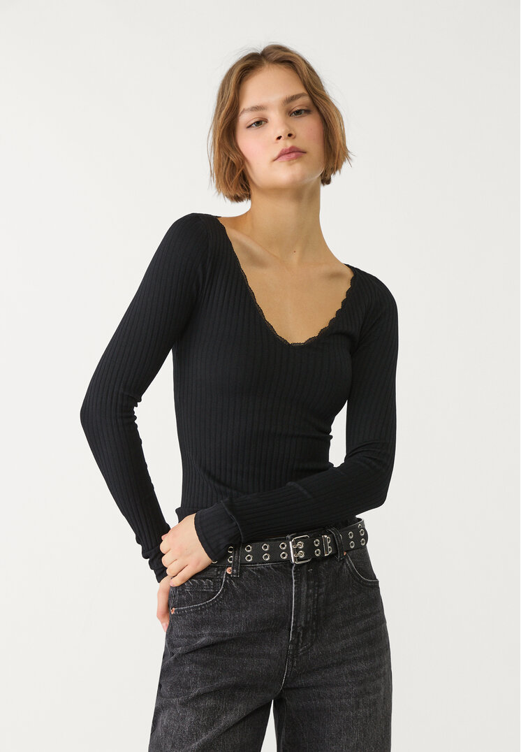 camiseta escote pico seamless