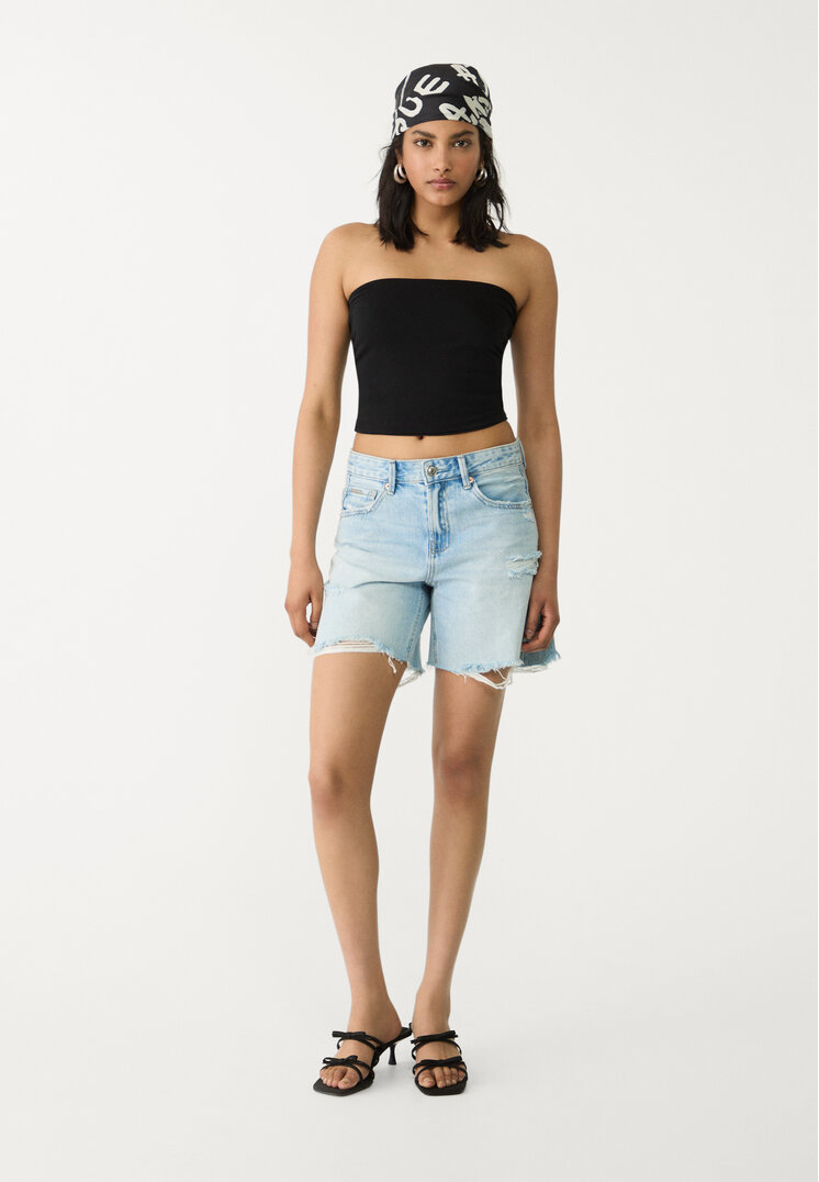 Stradivarius Top Bandeau Negru S