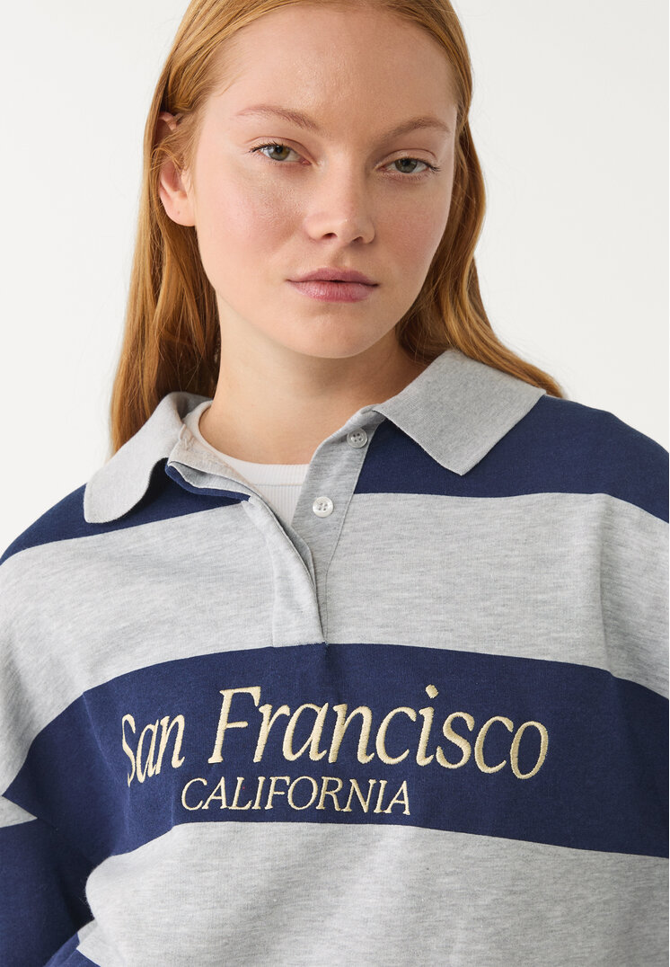 sudadera polo rayas bordados