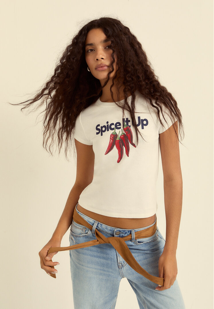 camiseta fitted estampado