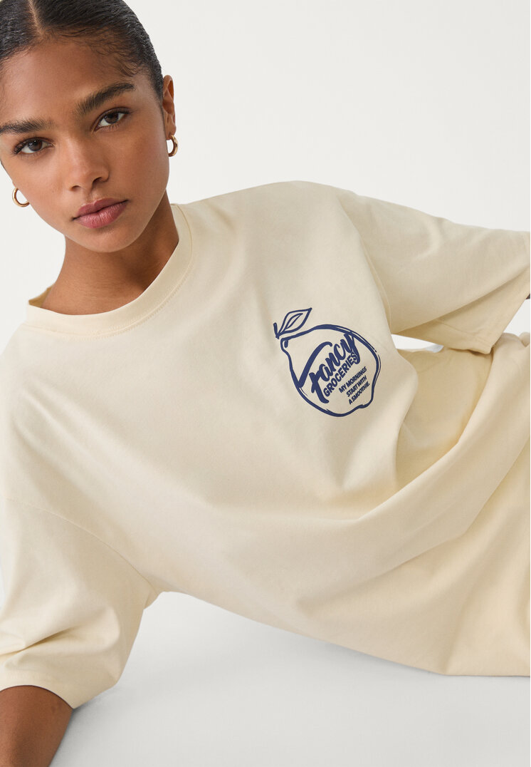 camiseta oversize heavy cotton estampado