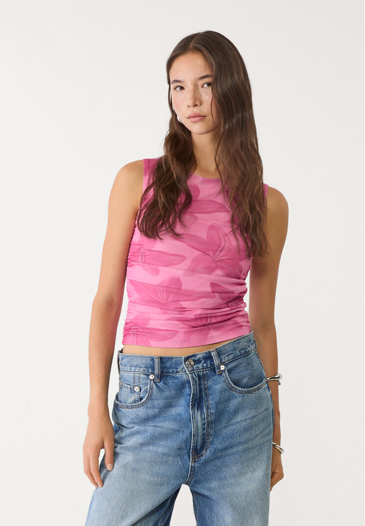 top tul estampado