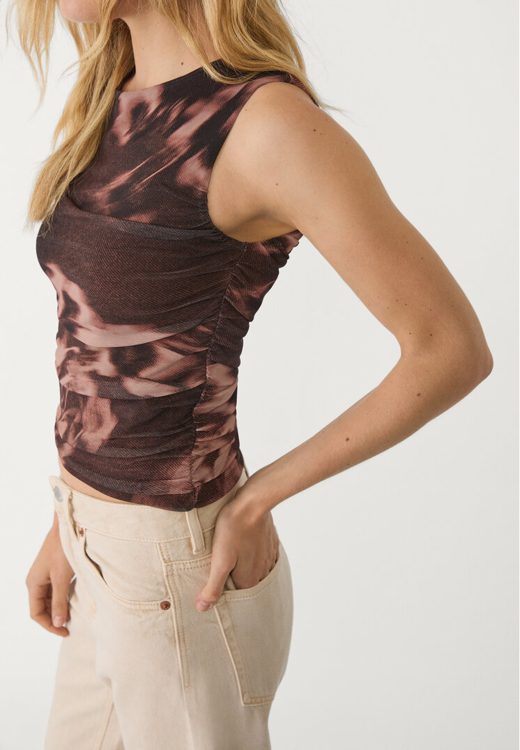 top tul estampado