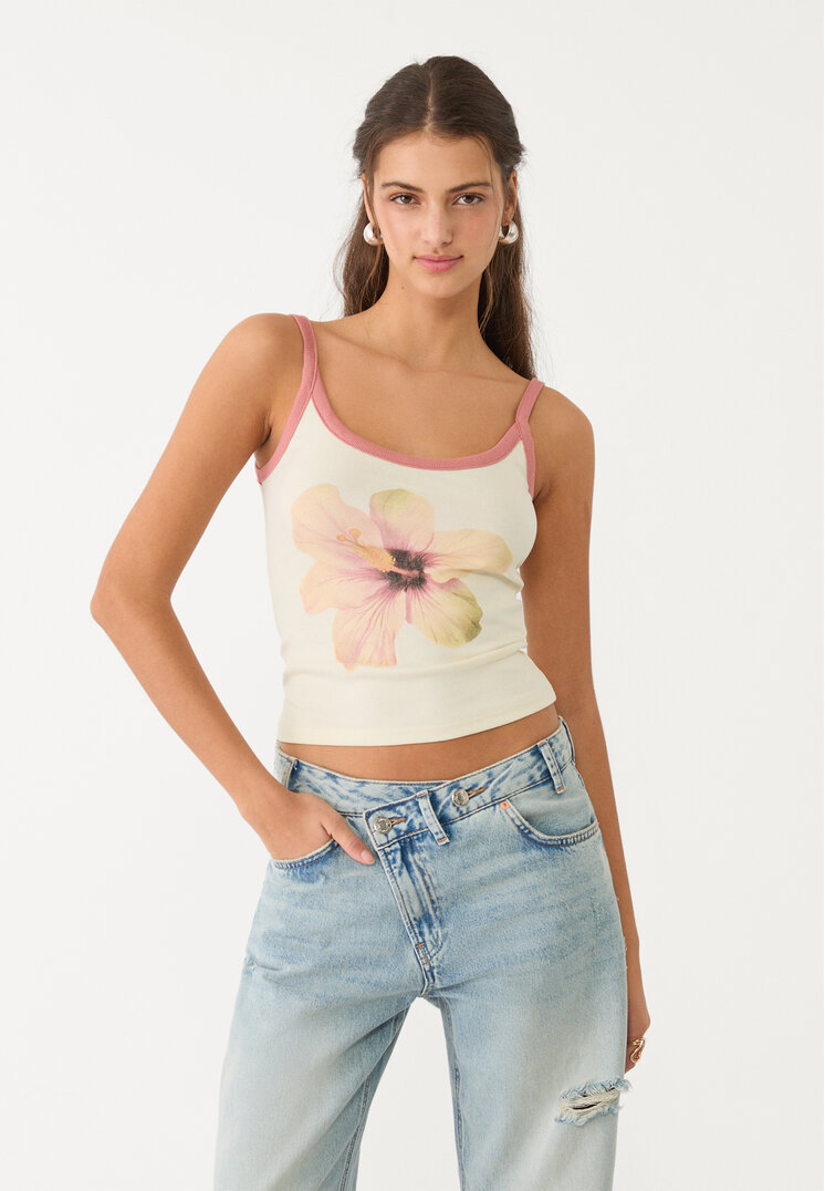 camiseta tirantes hibiscos