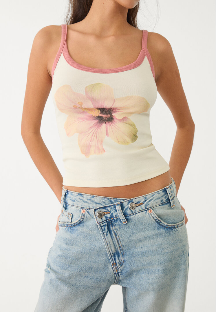 camiseta tirantes hibiscos