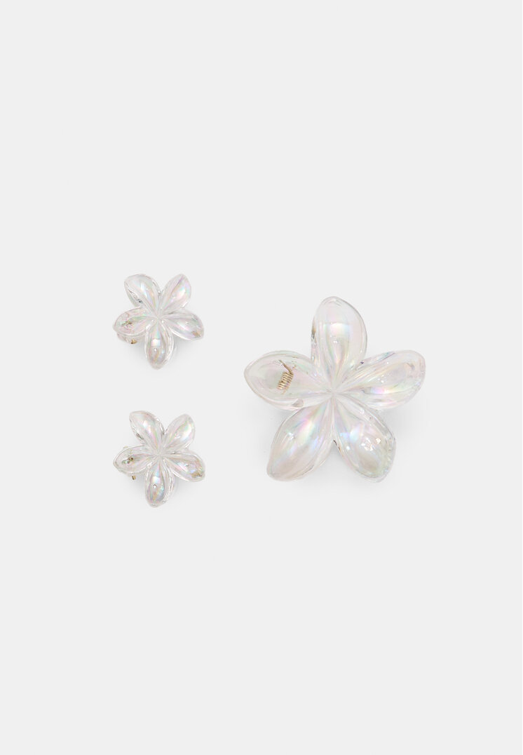 set 3 pinzas de pelo flor