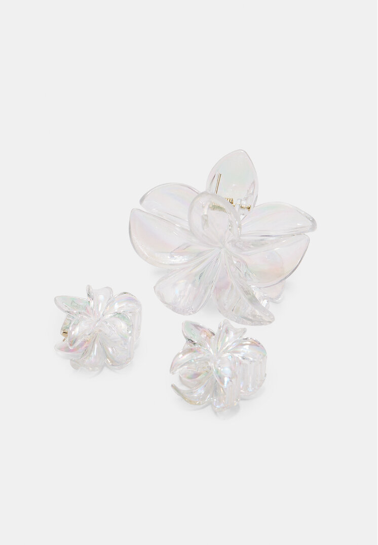 set 3 pinzas de pelo flor
