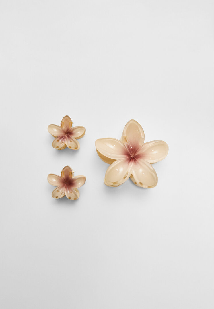 set 3 pinzas de pelo flor