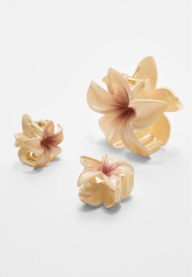 set 3 pinzas de pelo flor