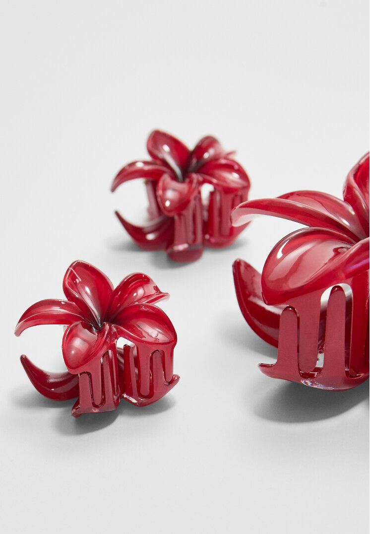 set 3 pinzas de pelo flor
