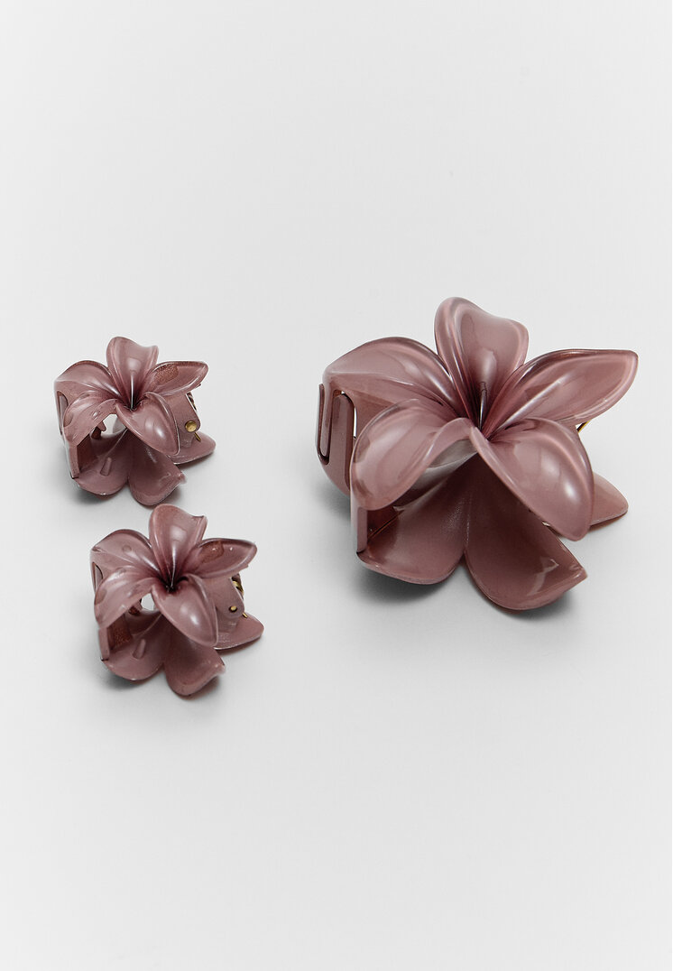 set 3 pinzas de pelo flor