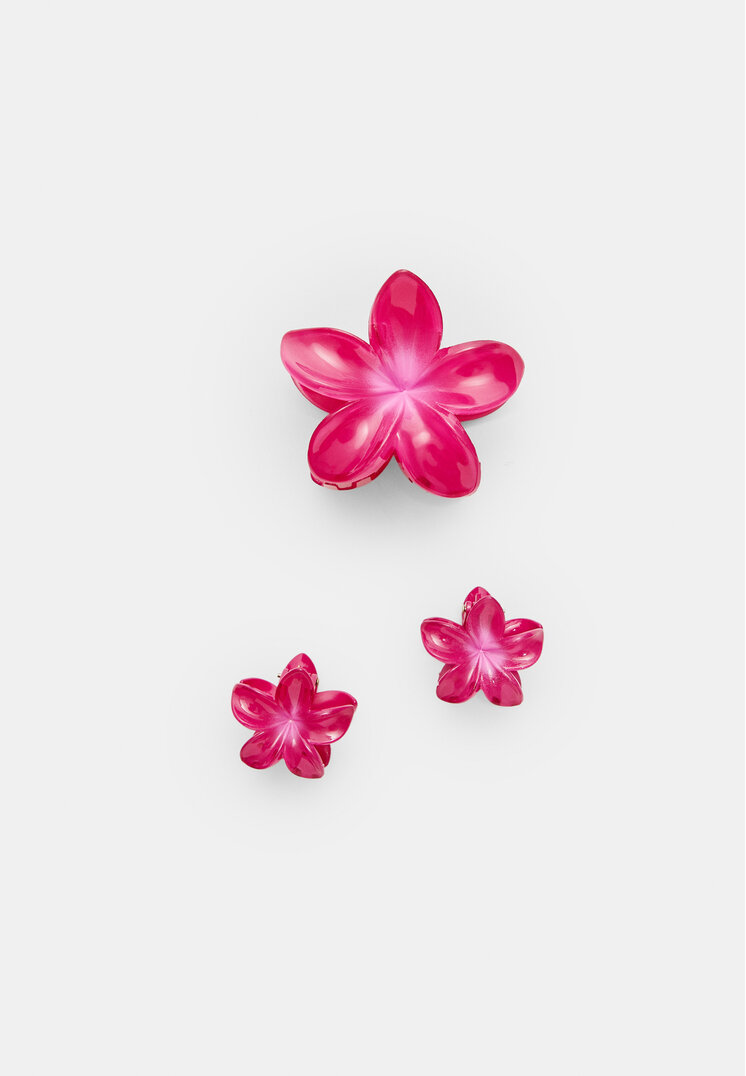 set 3 pinzas de pelo flor