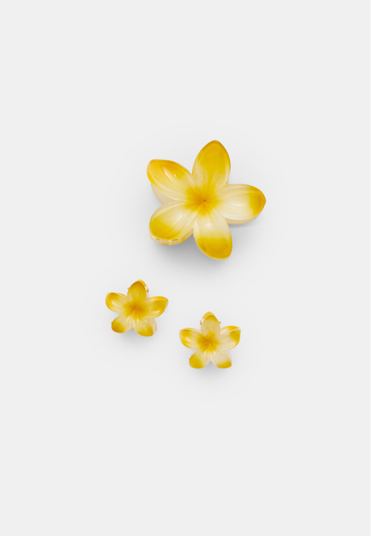 set 3 pinzas de pelo flor