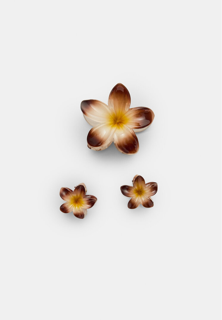 set 3 pinzas de pelo flor