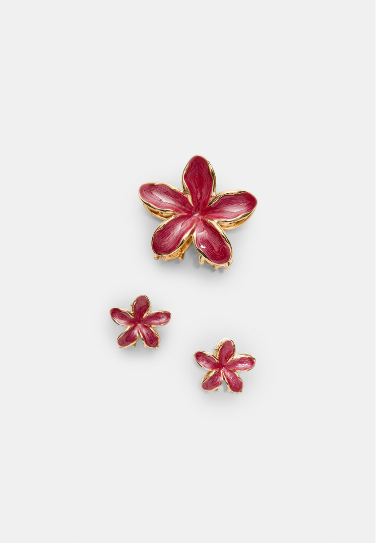set 3 pinzas flor