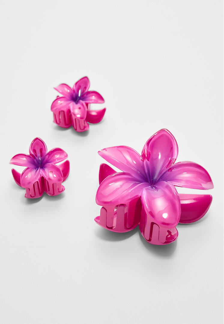 set 3 pinzas flor