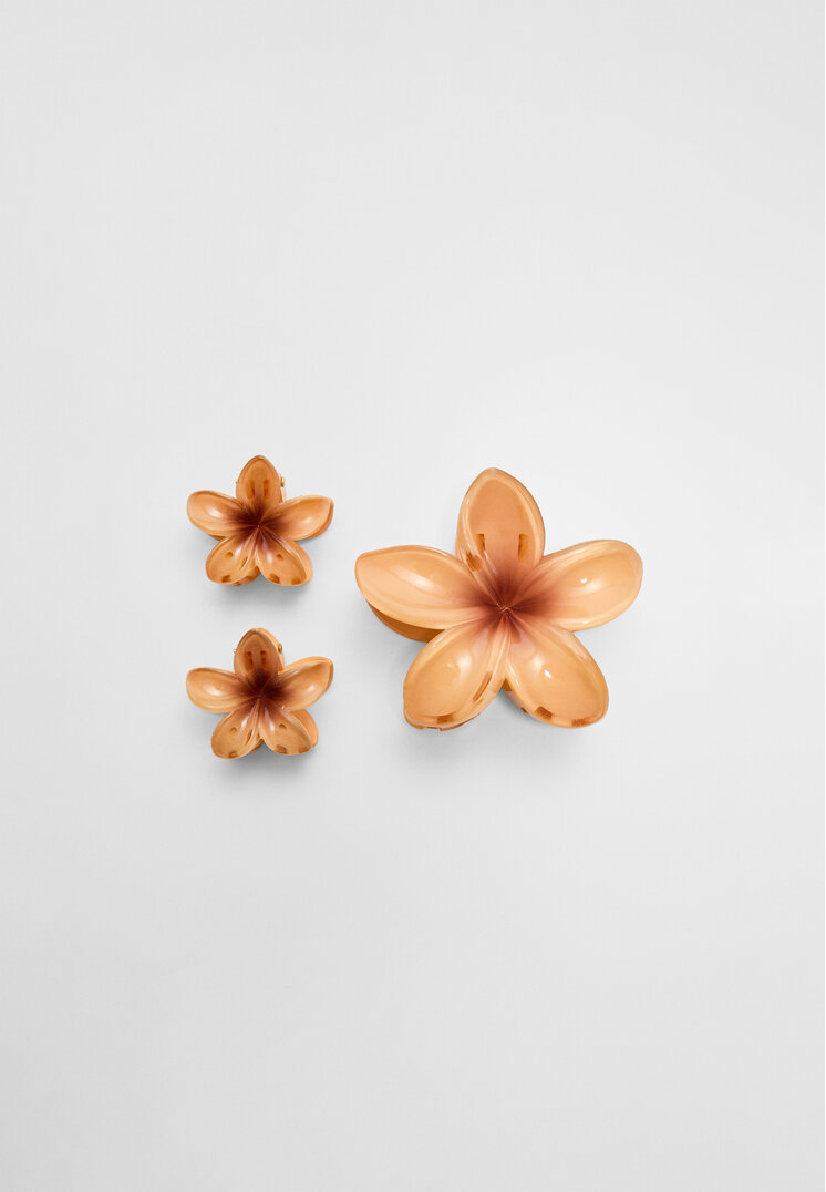 set 3 pinzas flor