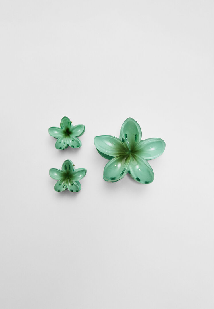 set 3 pinzas flor