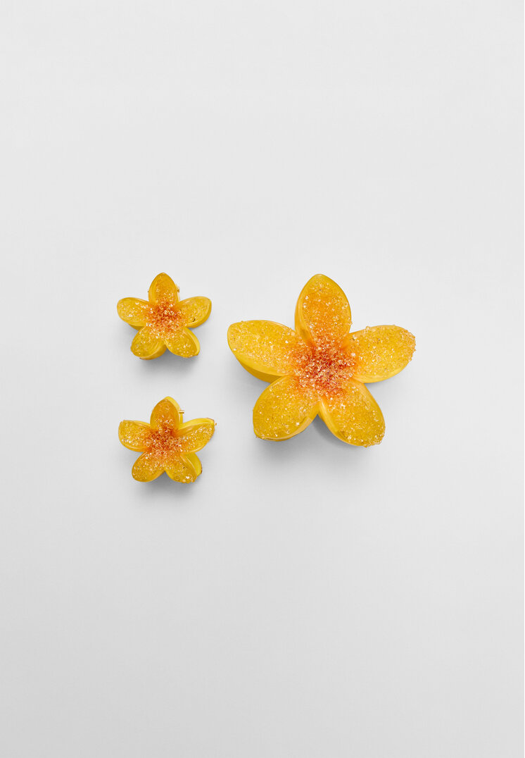 set 3 pinzas de pelo flor