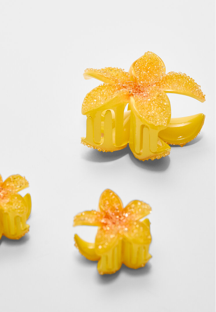 set 3 pinzas de pelo flor