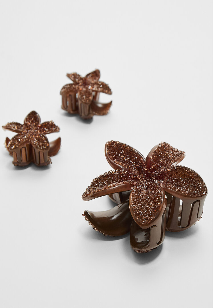 set 3 pinzas de pelo flor