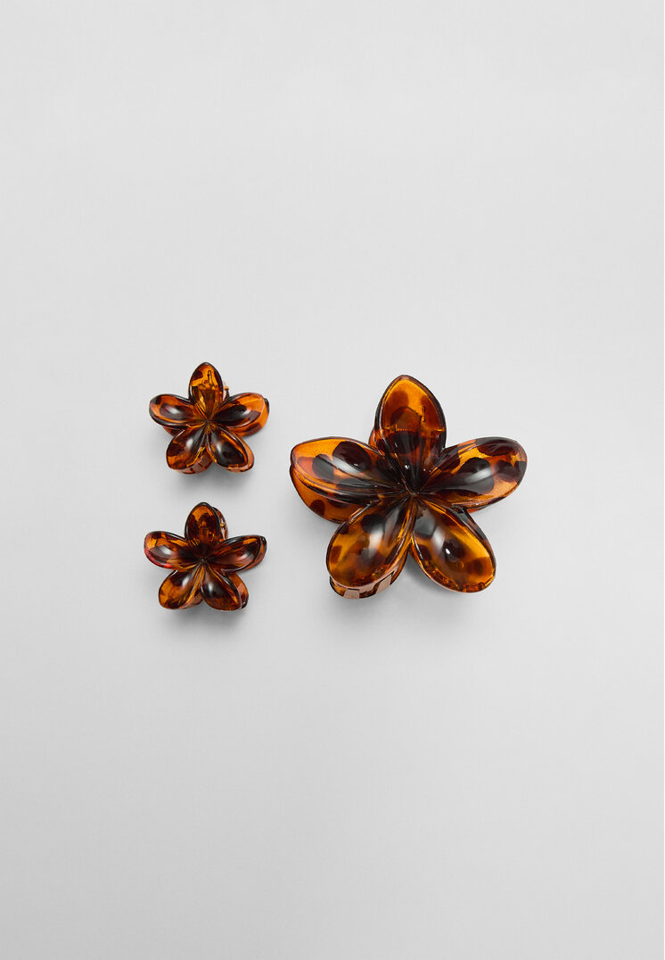 set 3 pinzas de pelo flor