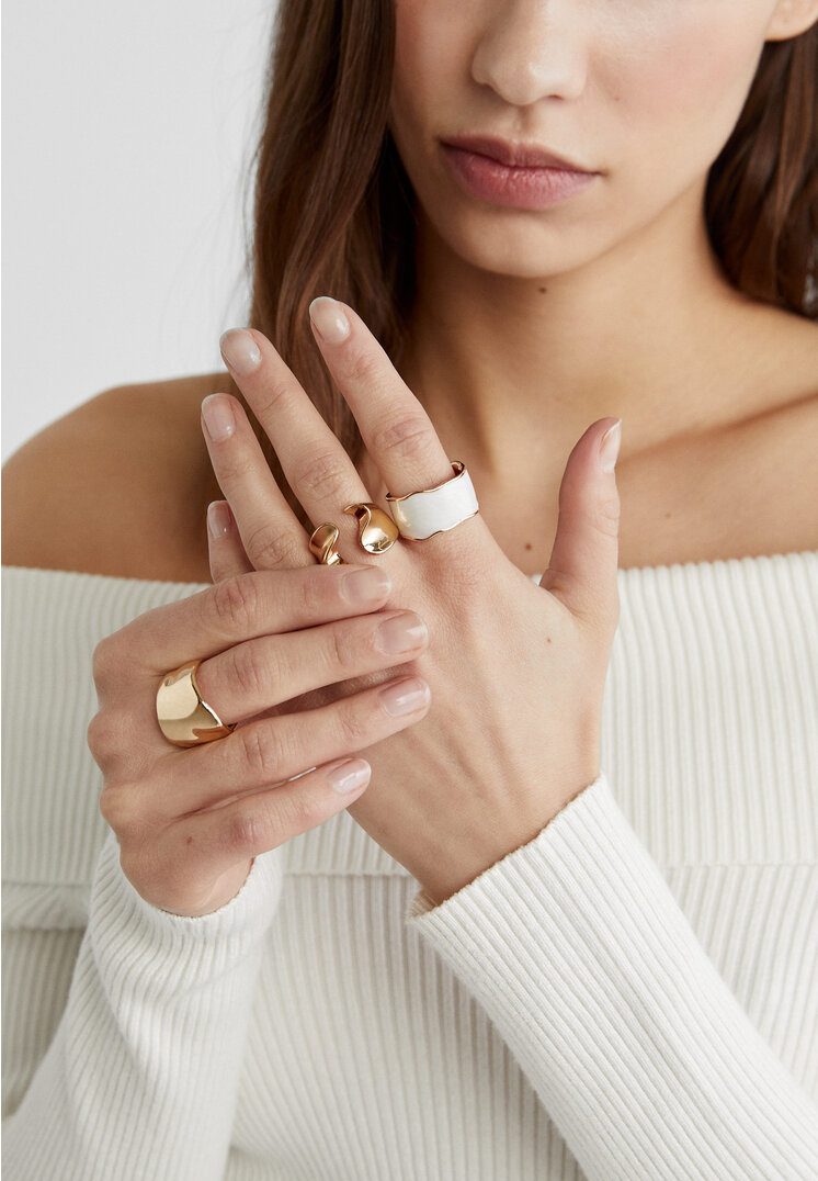 set 3 anillos irregulares